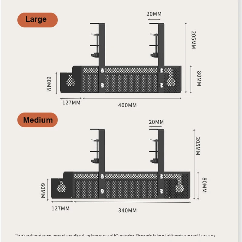 Clamp-On Under Desk Cable Tray (No-Drill) – Extendable Metal Cable Management + Power Strip Holder