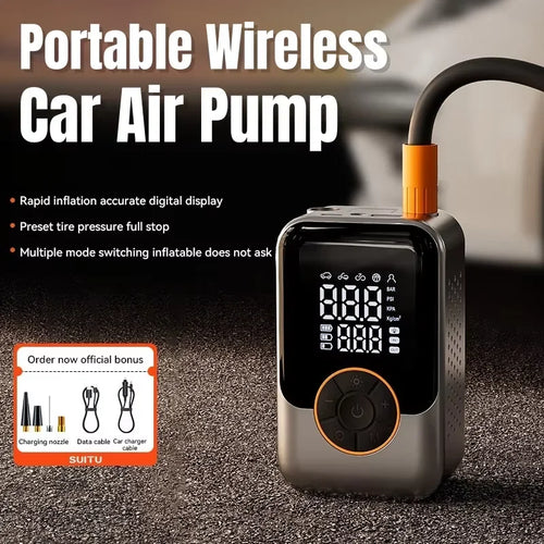 Wireless Electric Tire Inflator (3–150 PSI) – Smart Portable Air Pump for Car, Motorcycle & Bicycle (Type-C Fast Charge)