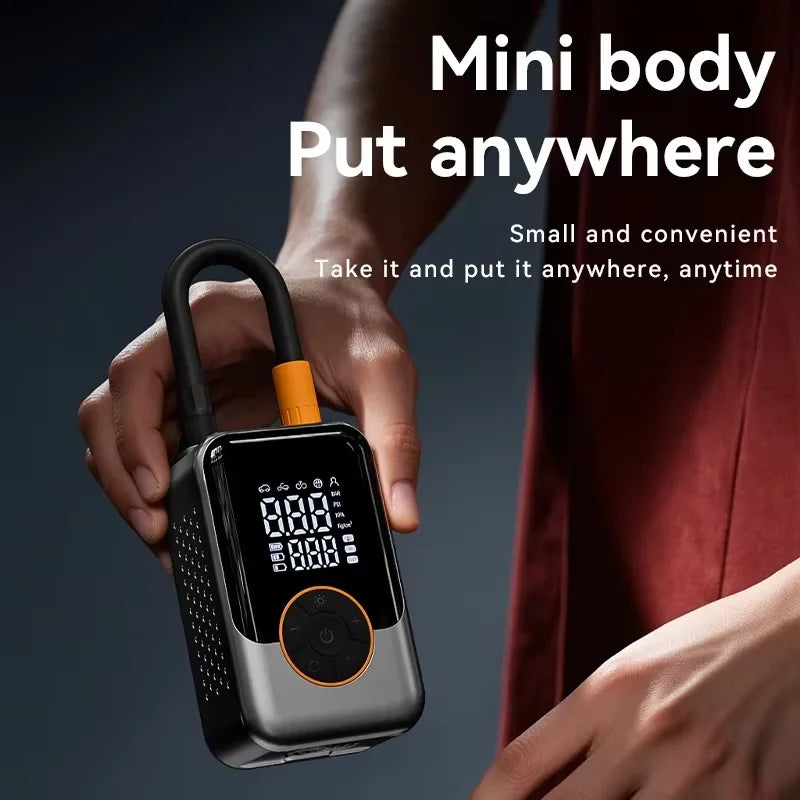 Wireless Electric Tire Inflator (3–150 PSI) – Smart Portable Air Pump for Car, Motorcycle & Bicycle (Type-C Fast Charge)